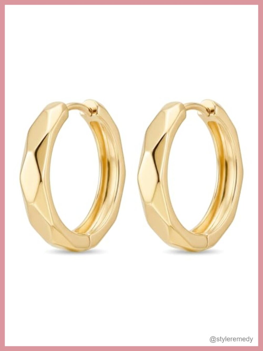 14K Gold Plated Small Chunky Round Hoop Earrings Hypoallergenic